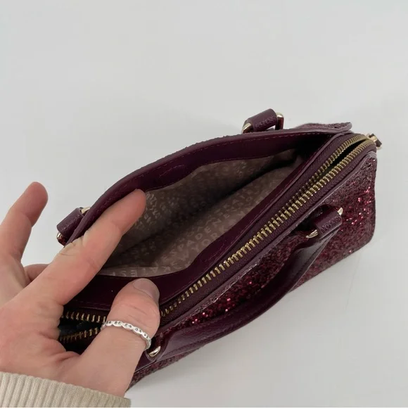 Kate Spade Laurel Way Glitter Mini Reiley Satchel Red Leather Sparkles